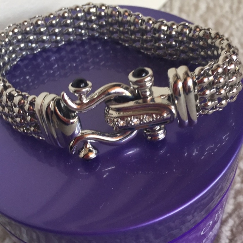 Elegant Silver Bracelet with Black Accents